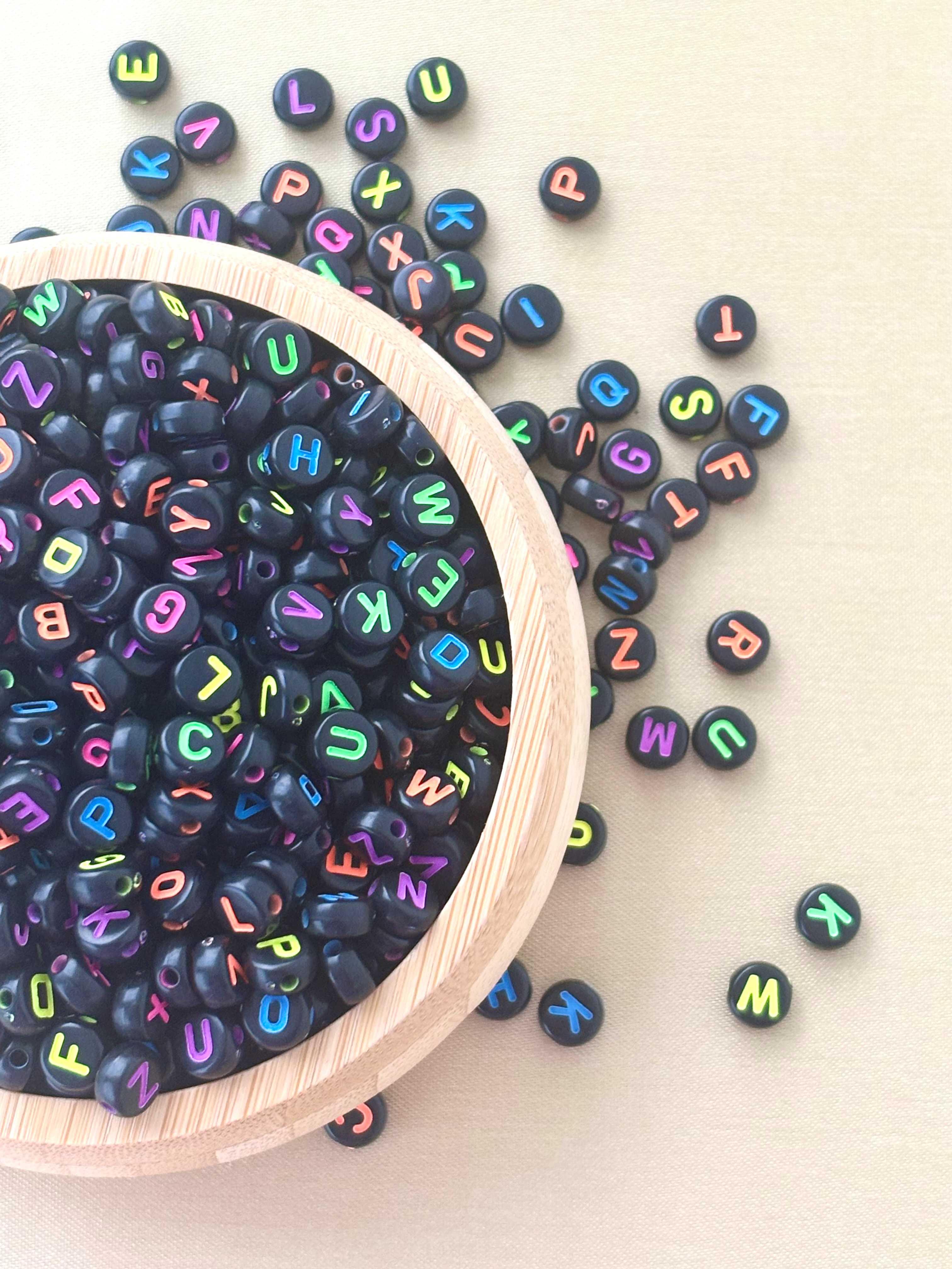 Black Neon Alphabet Letter Beads