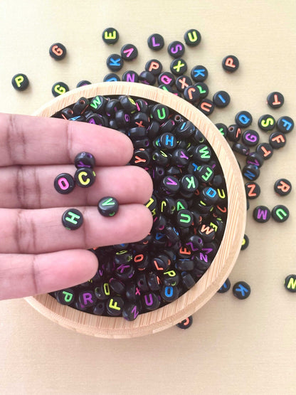 Black Neon Alphabet Letter Beads