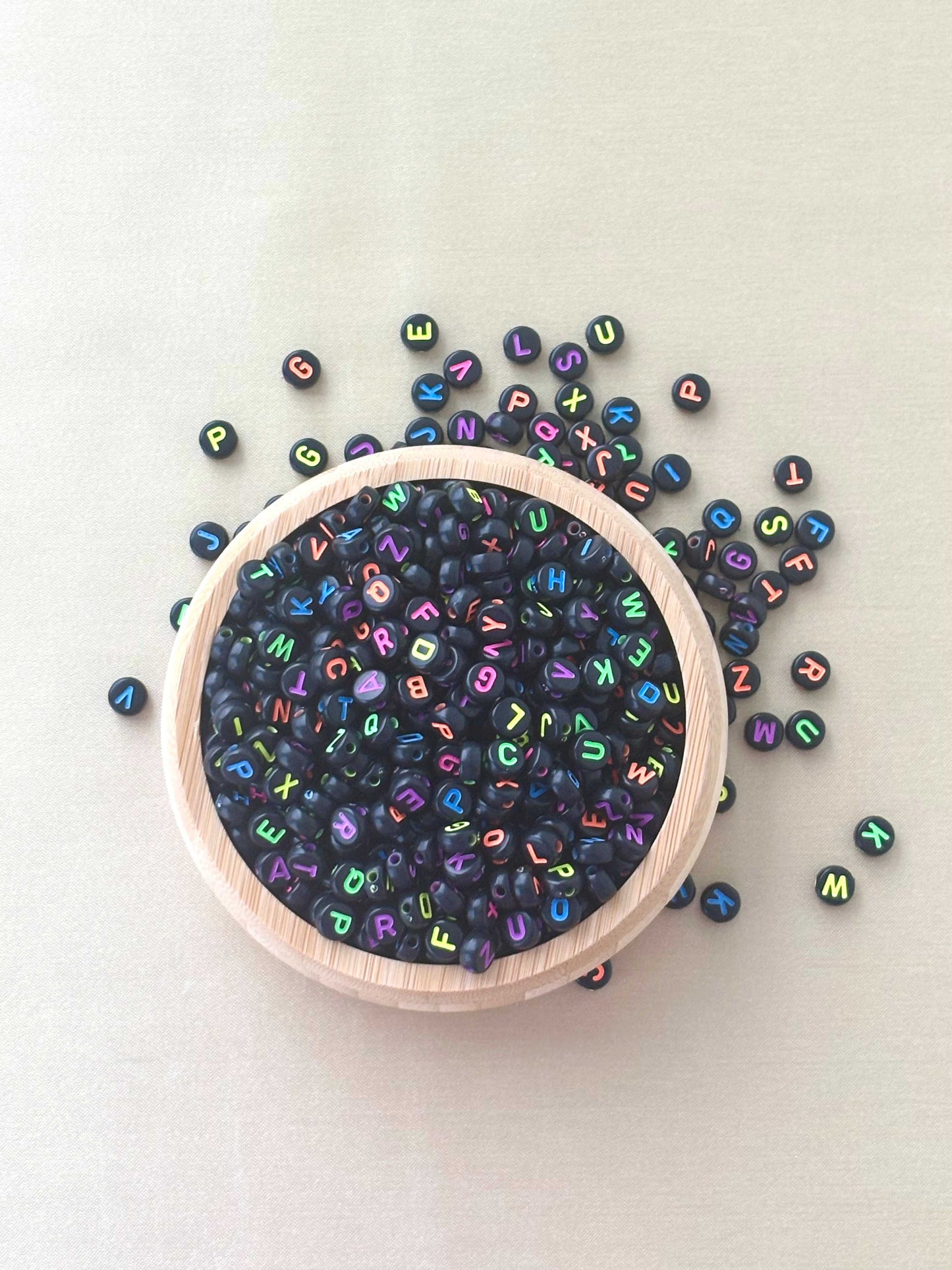Black Neon Alphabet Letter Beads