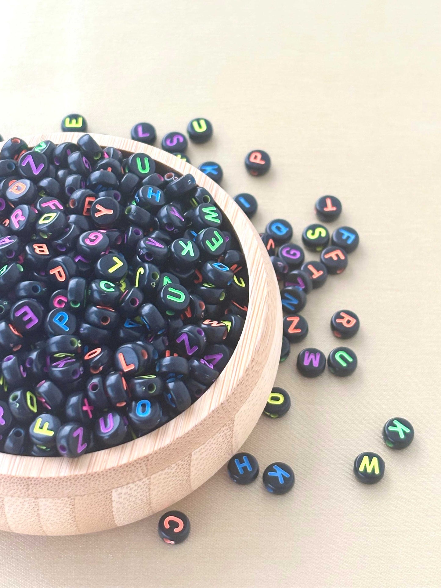 Black Neon Alphabet Letter Beads