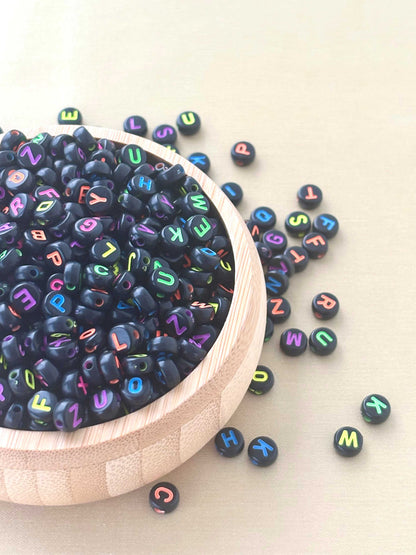 Black Neon Alphabet Letter Beads