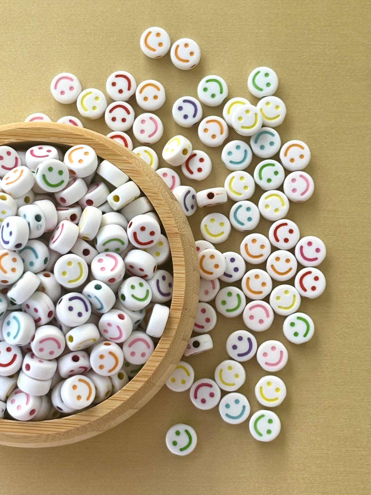 White Smiley Face Beads