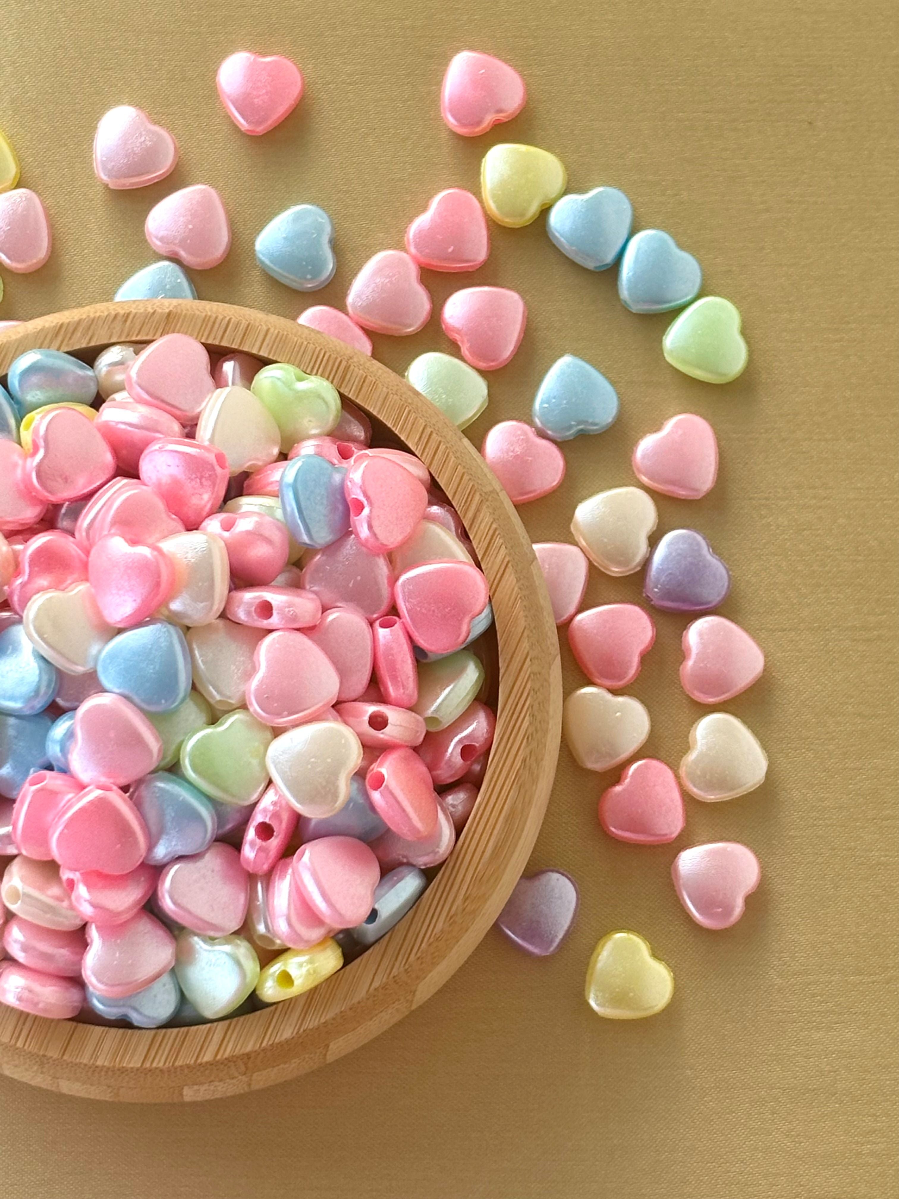 Pastel Shimmer Heart Beads
