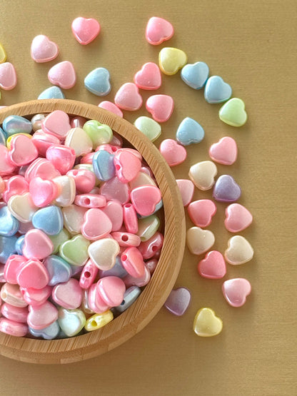 Pastel Shimmer Heart Beads