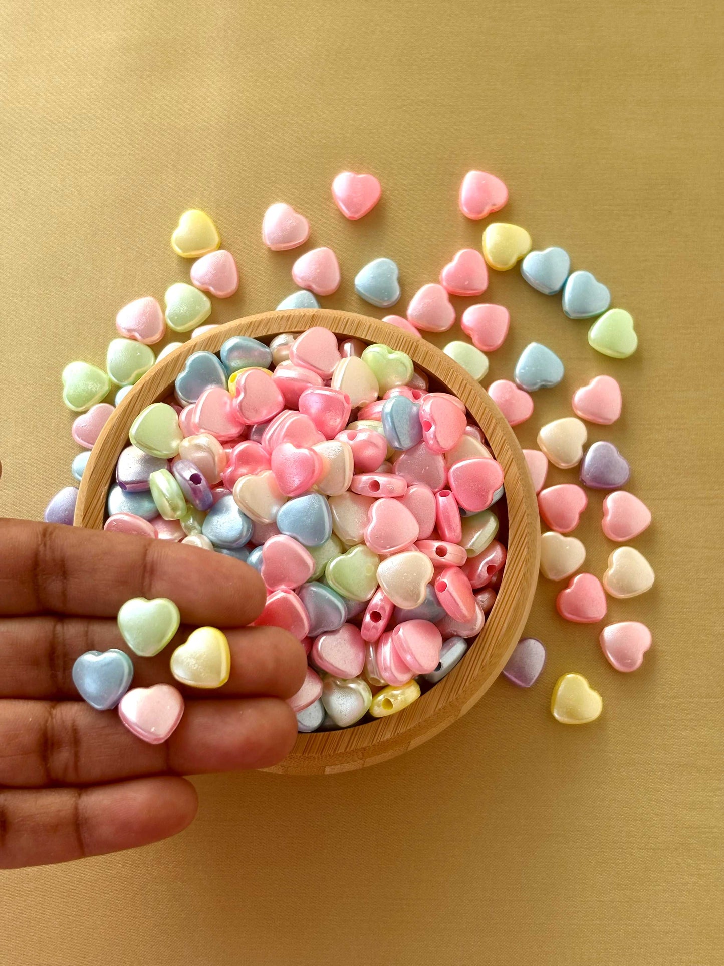 Pastel Shimmer Heart Beads