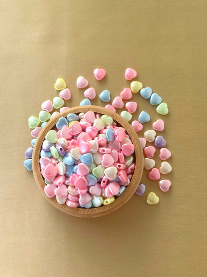 Pastel Shimmer Heart Beads