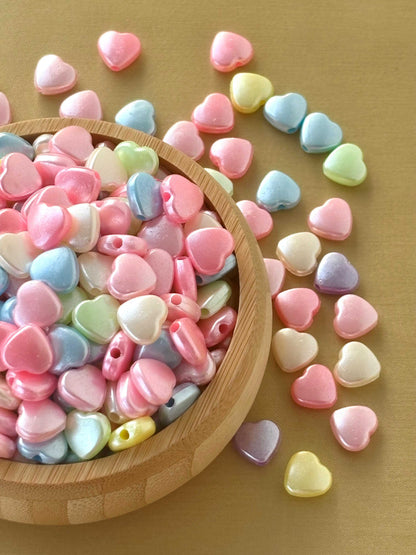 Pastel Shimmer Heart Beads