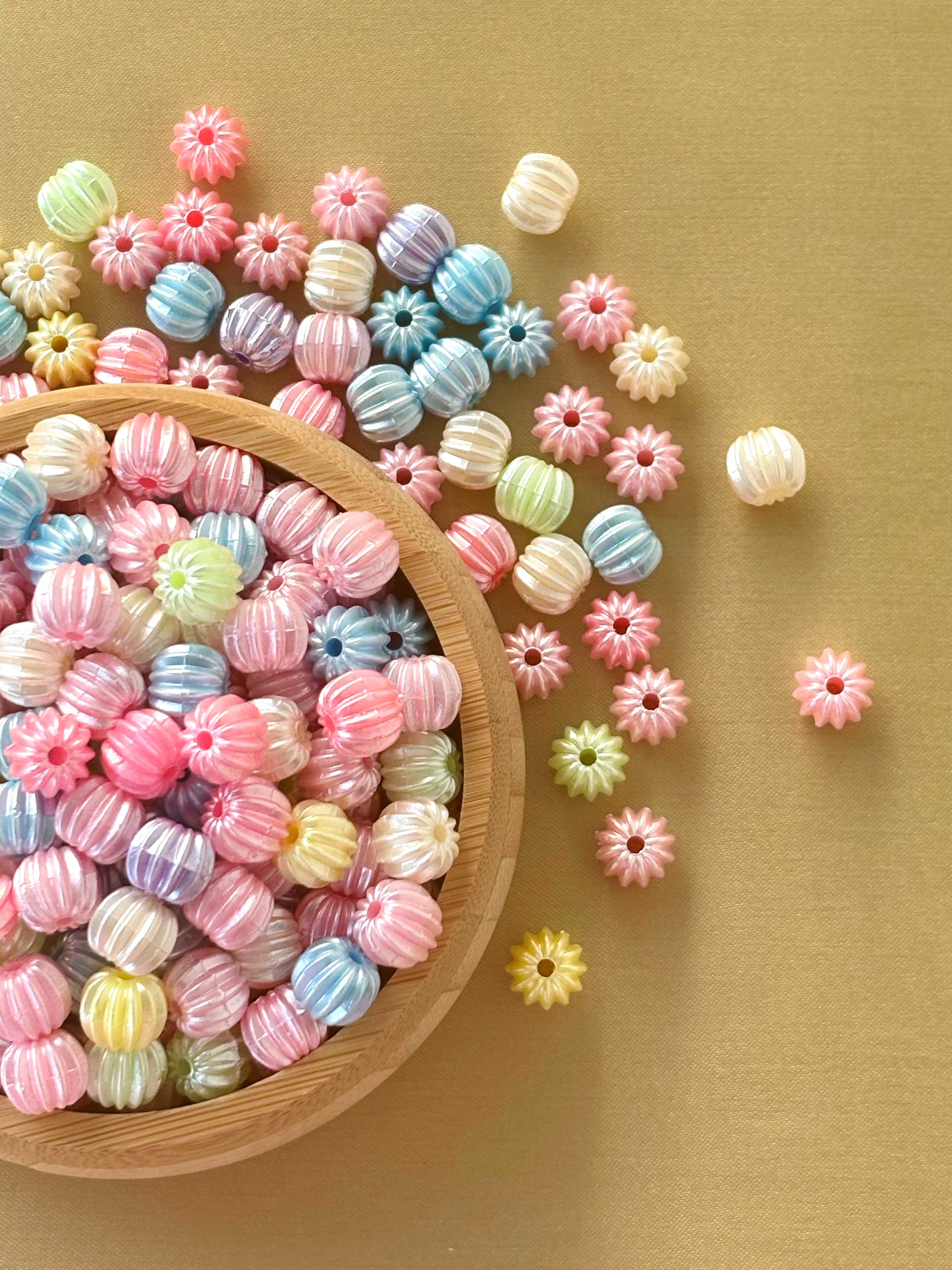 Pastel Iridescent Melon and Pumpkin Beads