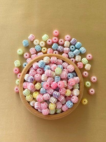 Pastel Iridescent Melon and Pumpkin Beads