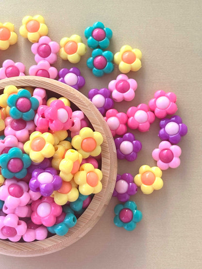 Chunky Colorful Acrylic Flower Beads