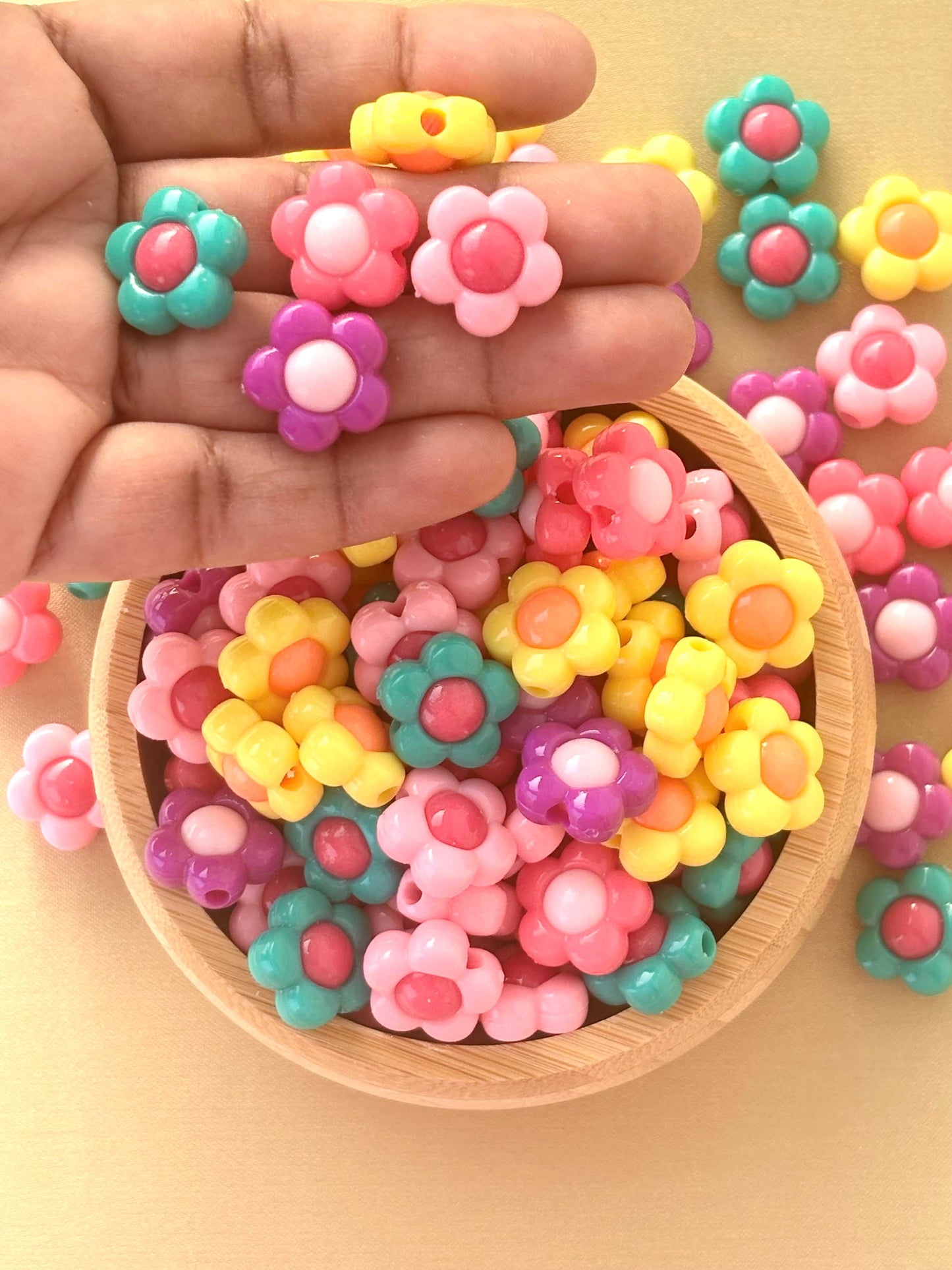 Chunky Colorful Acrylic Flower Beads