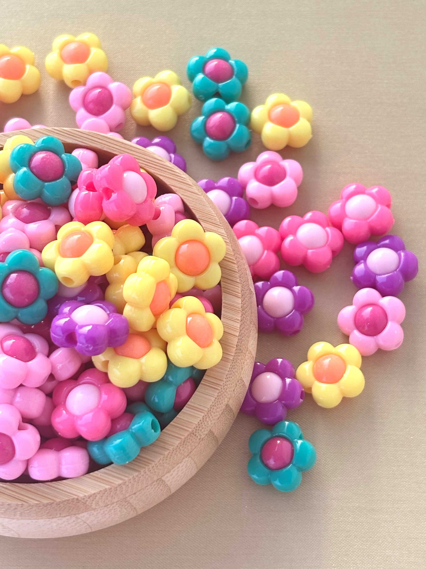 Chunky Colorful Acrylic Flower Beads