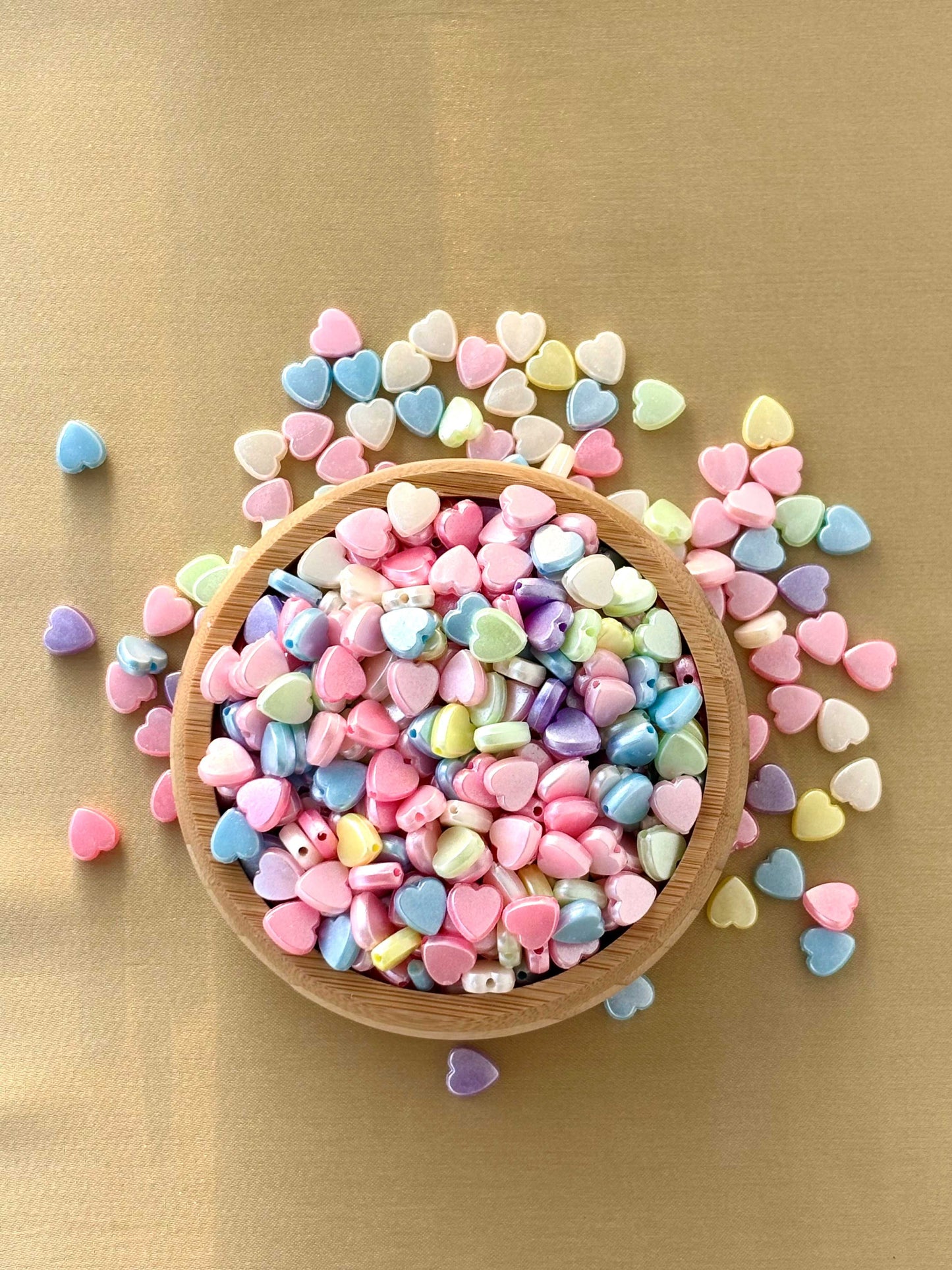 Pastel Shimmer Flat Heart Beads