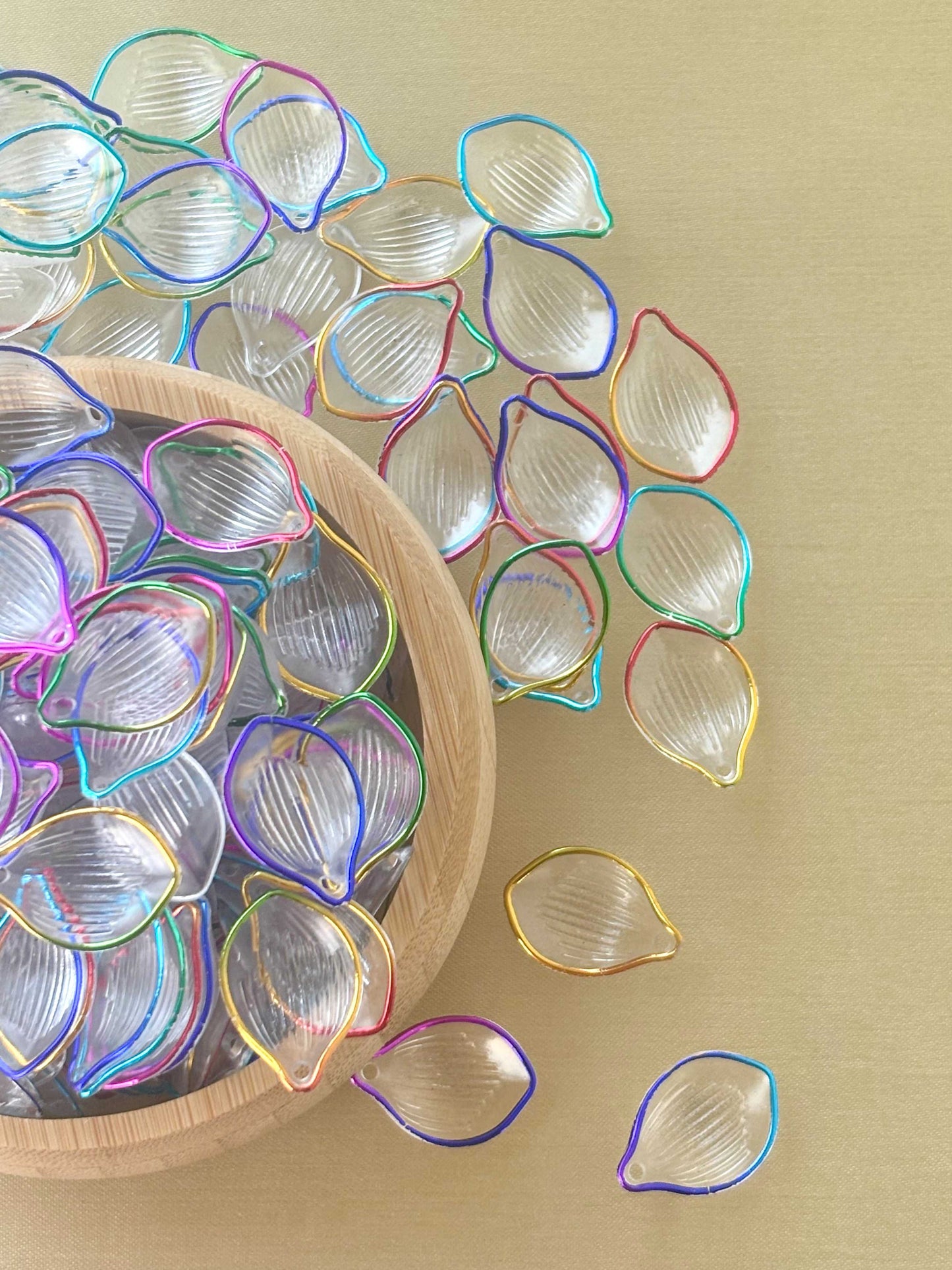 Rainbow-Edged Clear Petal Charms