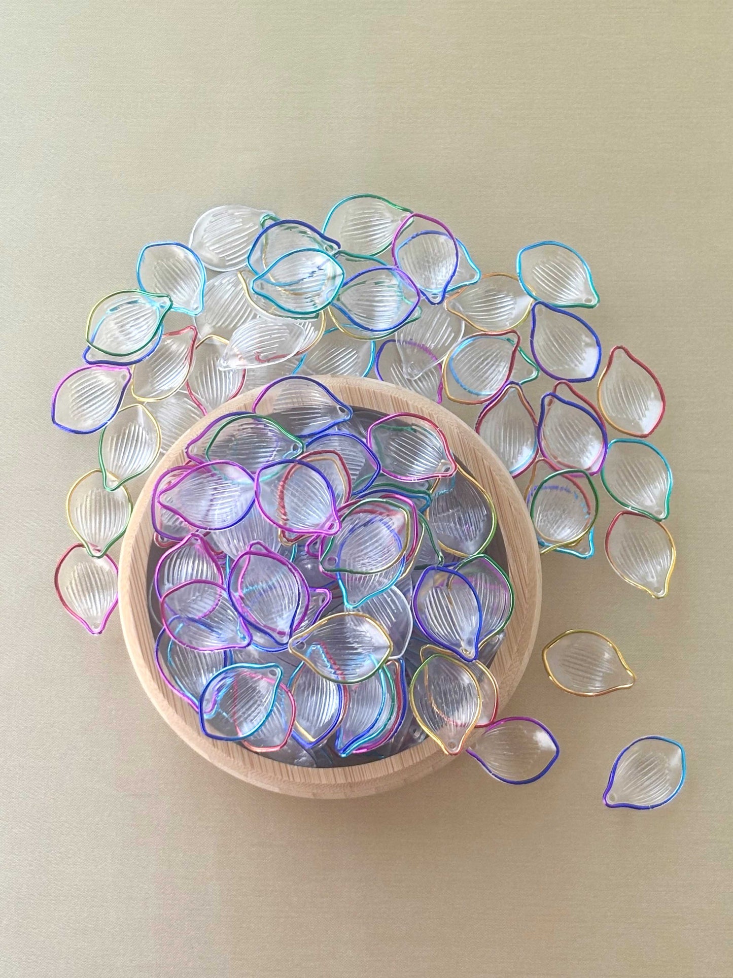 Rainbow-Edged Clear Petal Charms