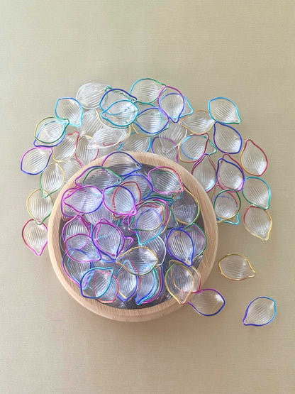 Rainbow-Edged Clear Petal Charms