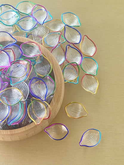Rainbow-Edged Clear Petal Charms