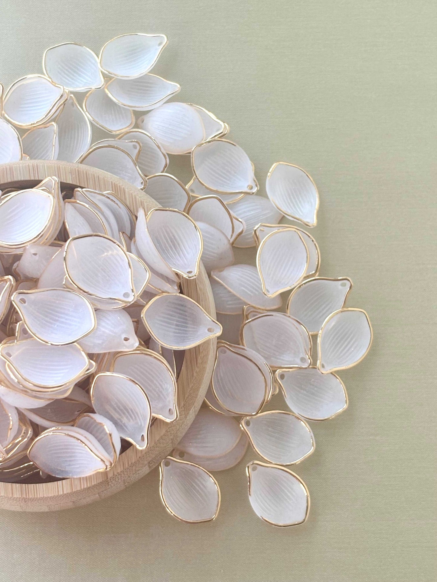 Frosted White Gold-Edged Petal Charms