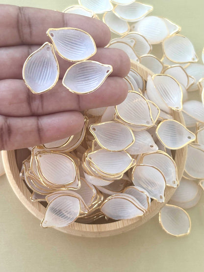 Frosted White Gold-Edged Petal Charms