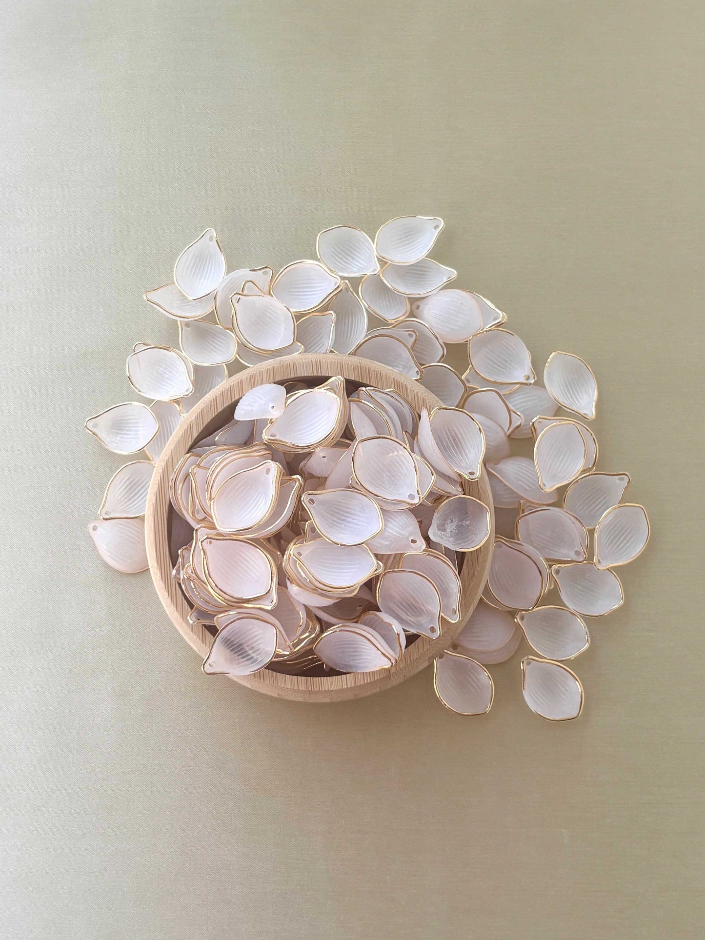 Frosted White Gold-Edged Petal Charms