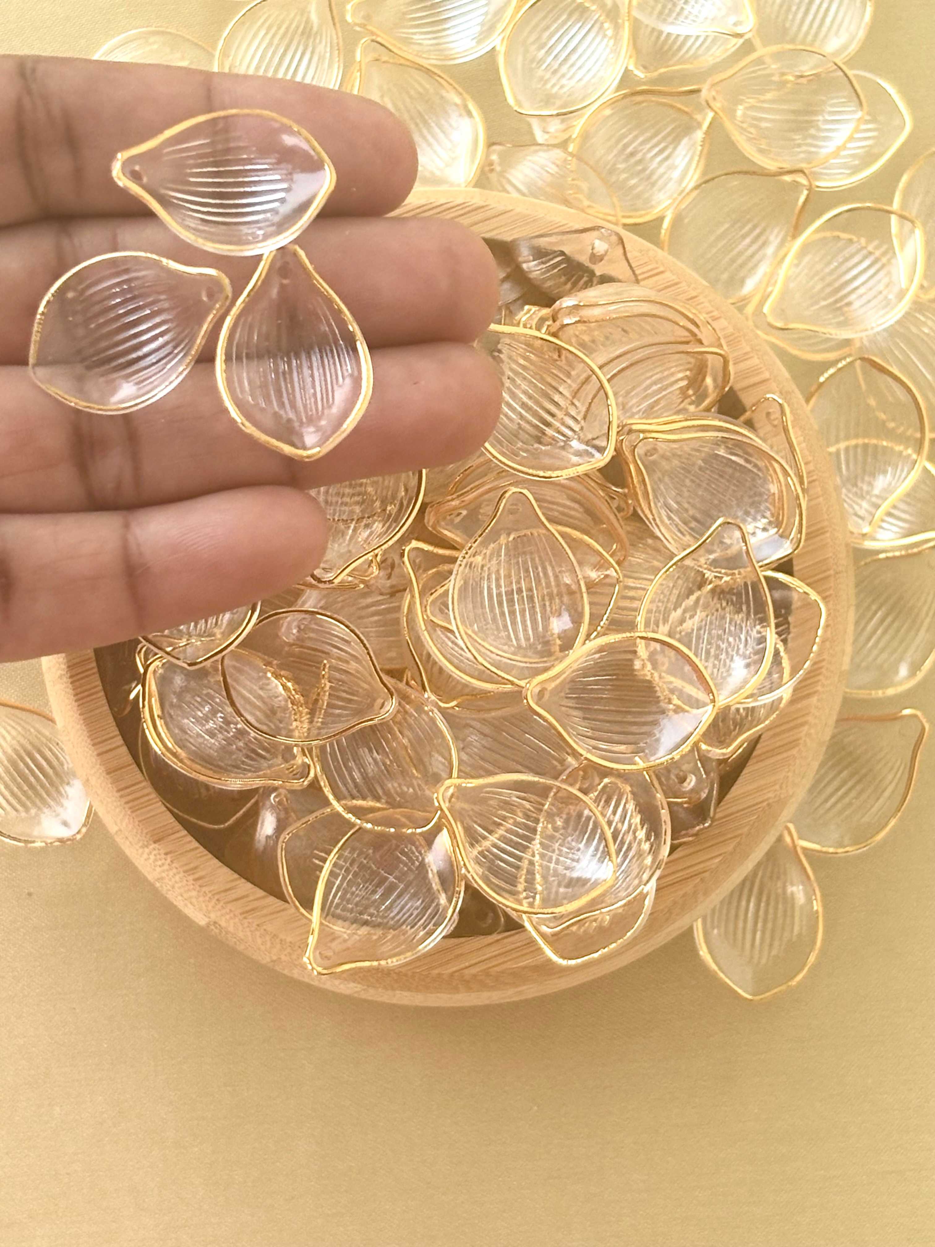Transparent Gold-Rimmed Petal Charms