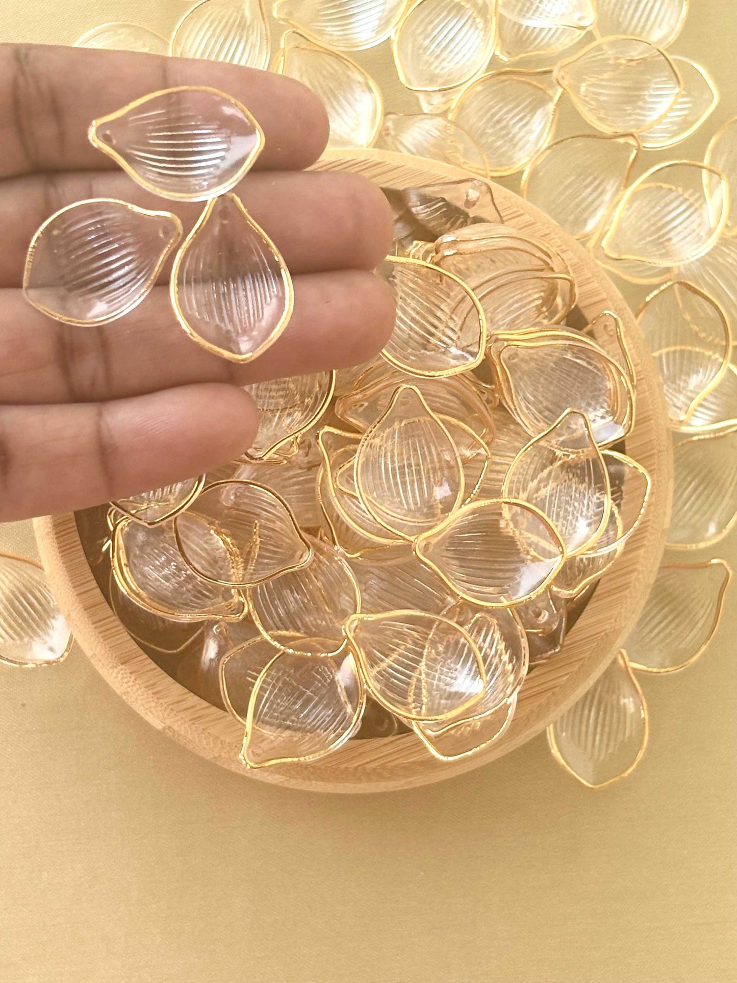 Transparent Gold-Rimmed Petal Charms