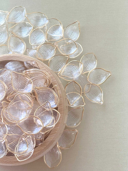 Transparent Gold-Rimmed Petal Charms