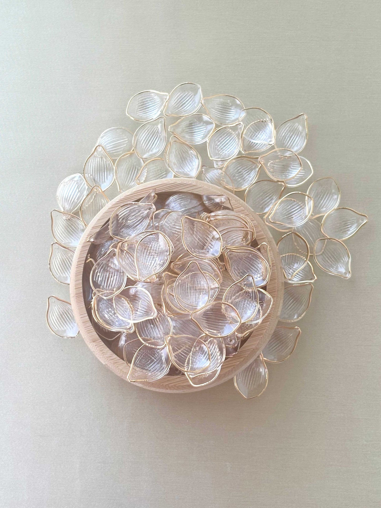 Transparent Gold-Rimmed Petal Charms
