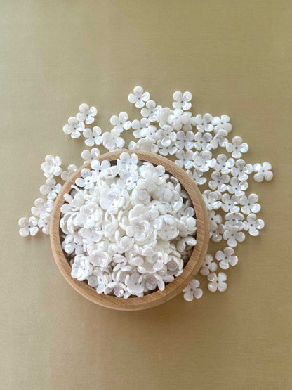 Pearlescent White Four-Petal Flower Beads