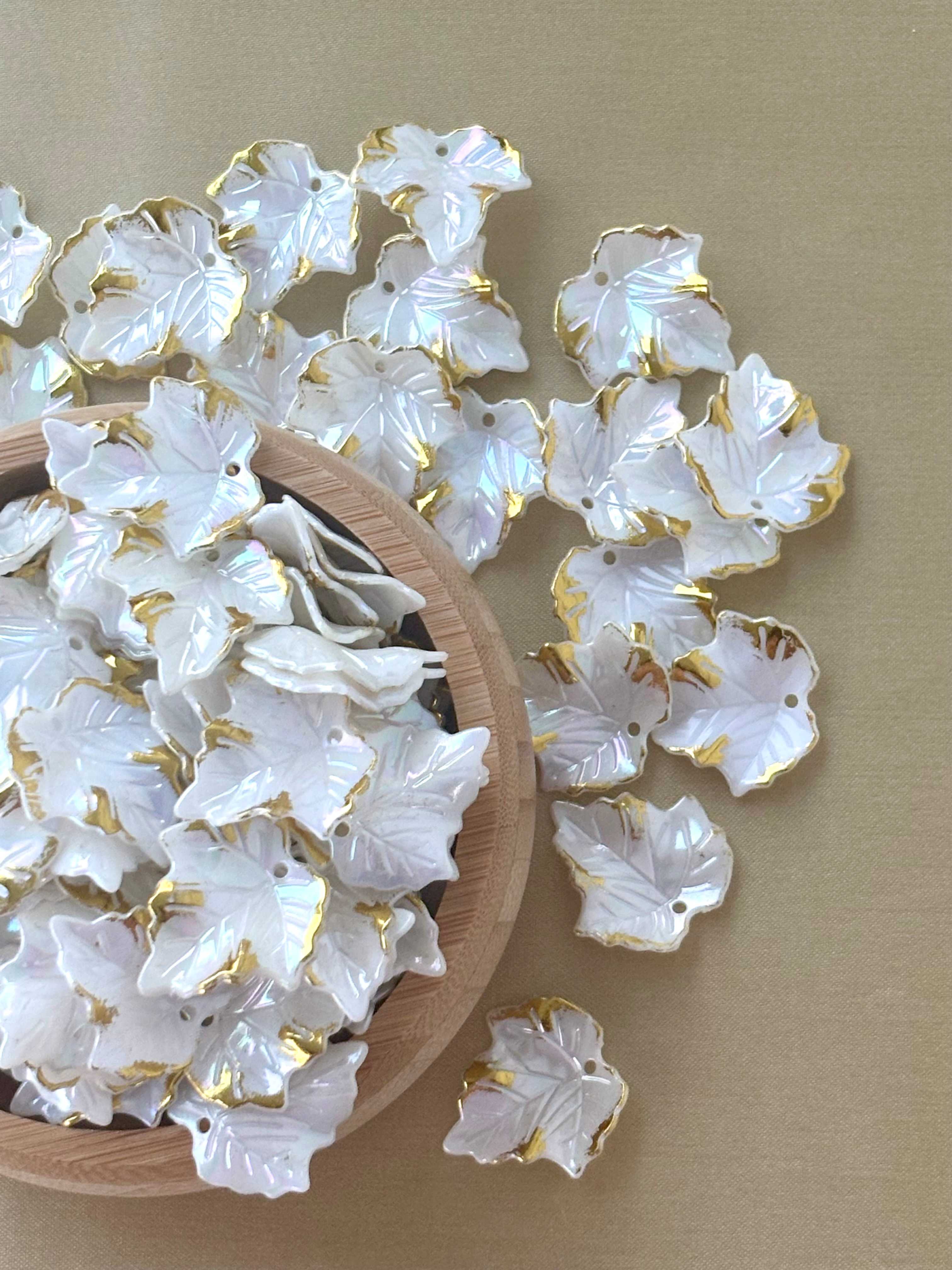 Gold-Rimmed Grape Leaf Charms