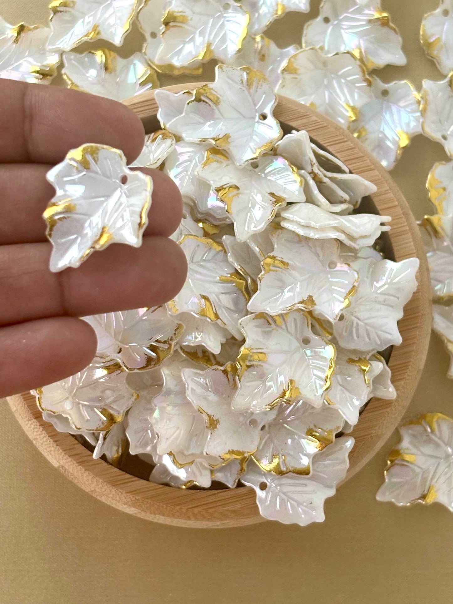 Gold-Rimmed Grape Leaf Charms