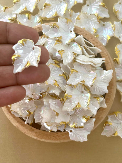 Gold-Rimmed Grape Leaf Charms