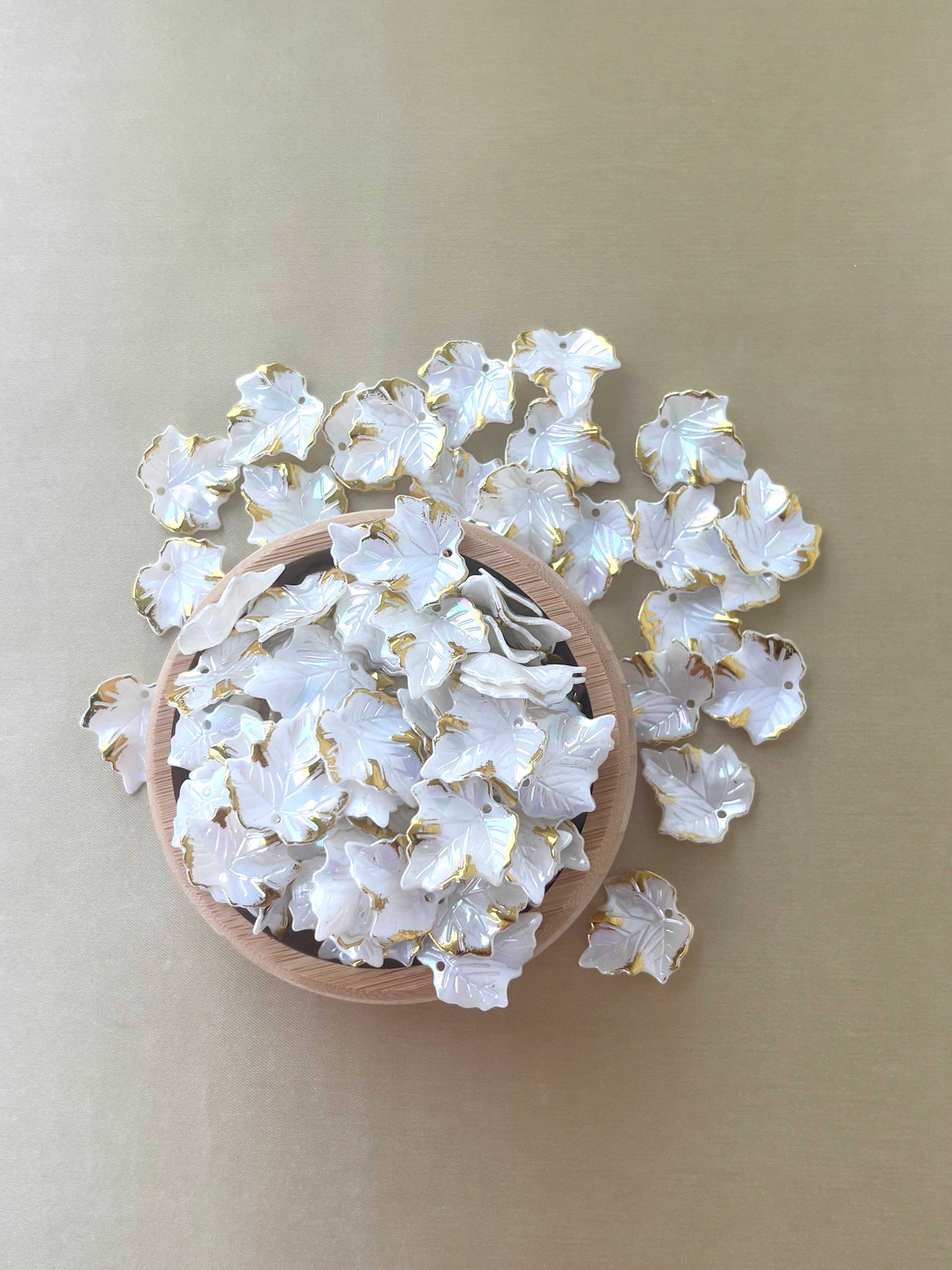 Gold-Rimmed Grape Leaf Charms