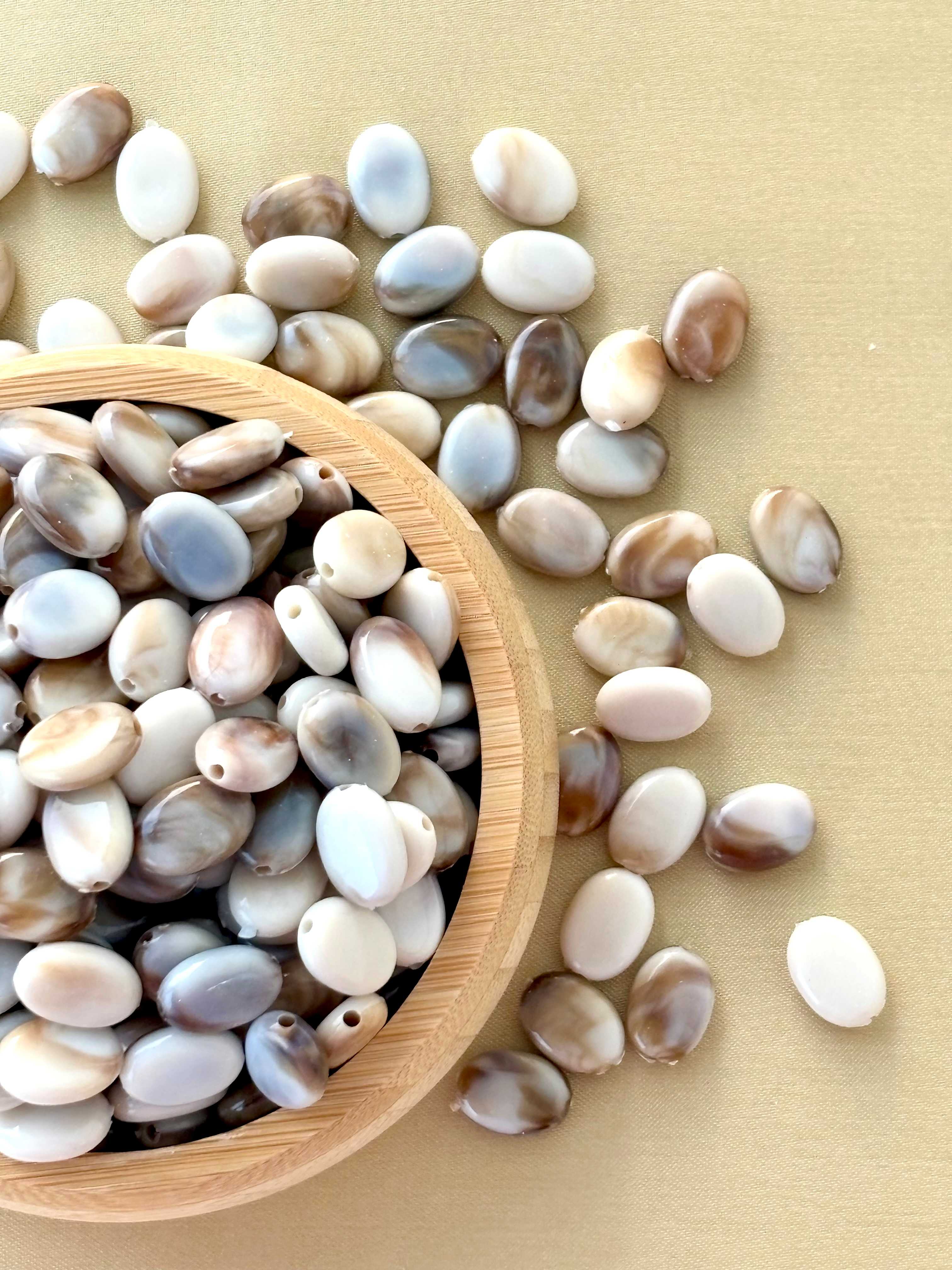 Marbled Earth Tone Oval Acrylic Beads