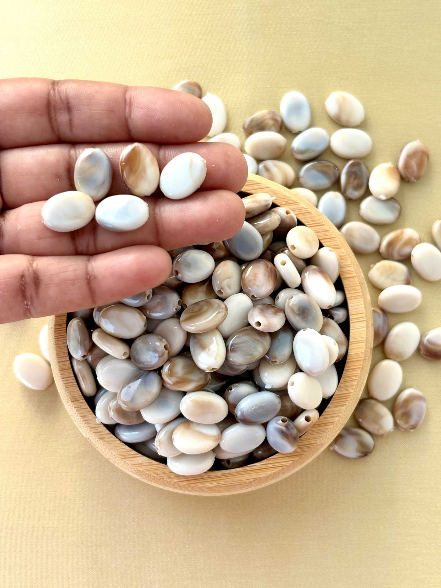 Marbled Earth Tone Oval Acrylic Beads