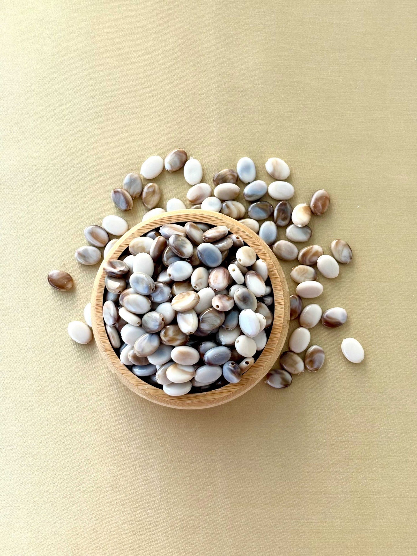 Marbled Earth Tone Oval Acrylic Beads