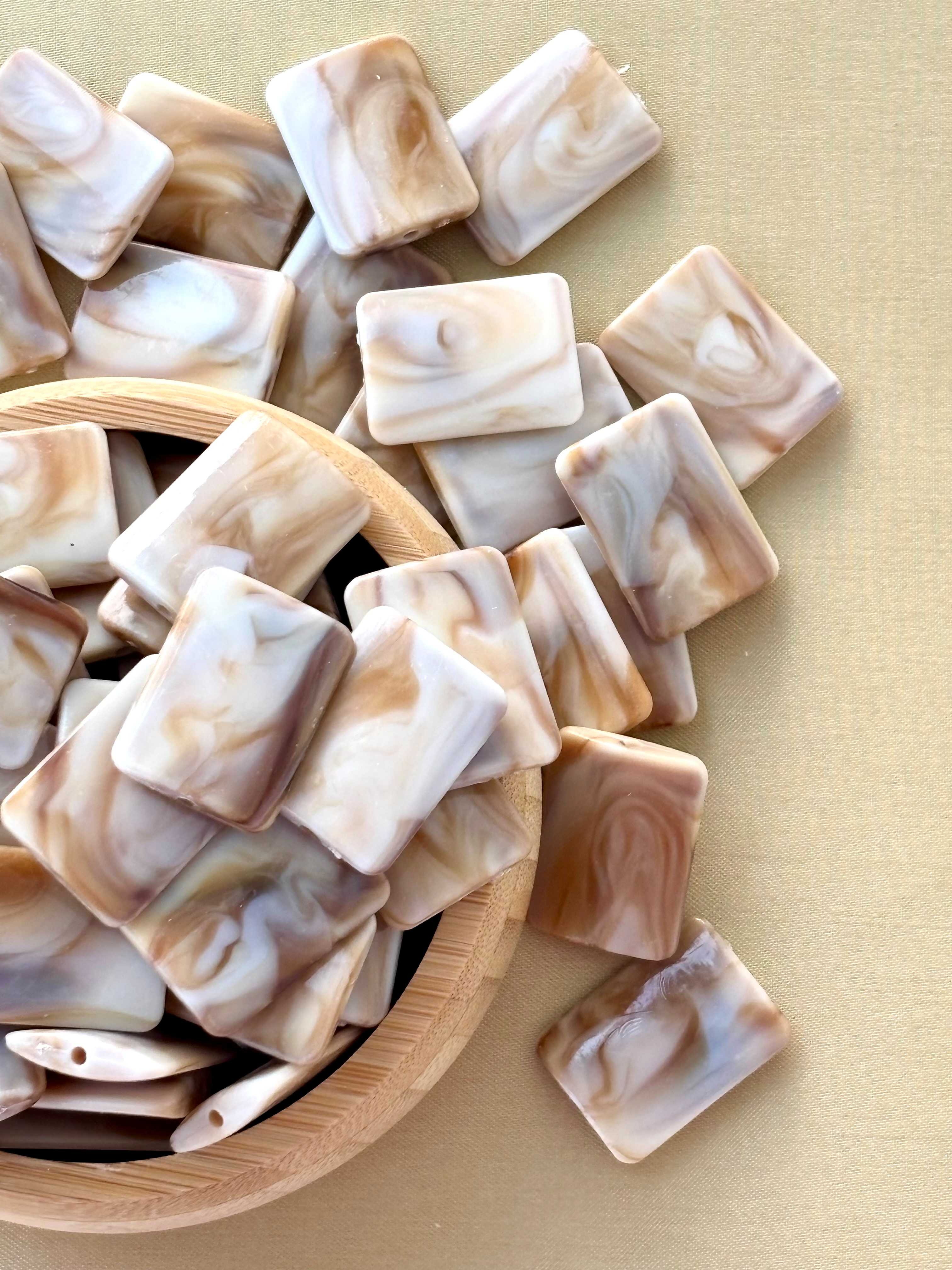 Marbled Earth Tone Rectangular Acrylic Flat Beads