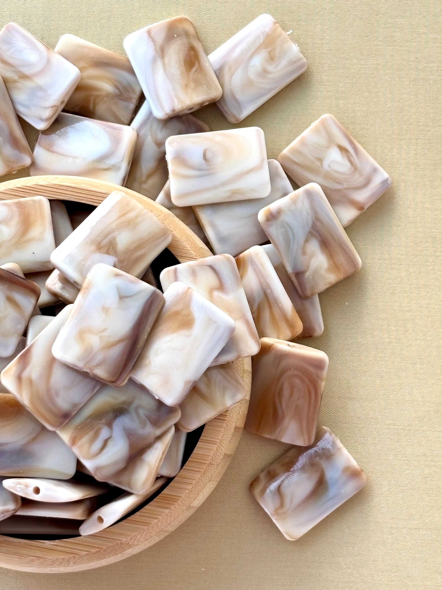Marbled Earth Tone Rectangular Acrylic Flat Beads