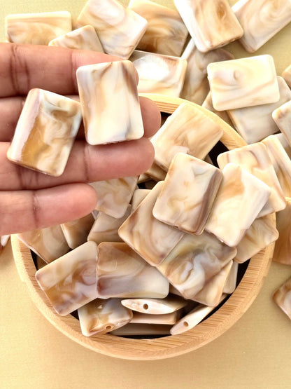Marbled Earth Tone Rectangular Acrylic Flat Beads