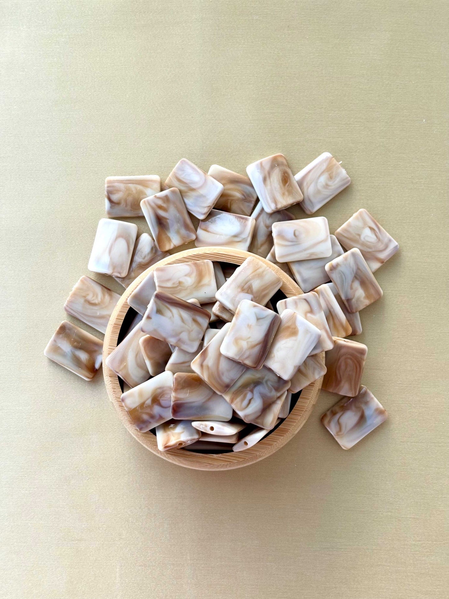 Marbled Earth Tone Rectangular Acrylic Flat Beads
