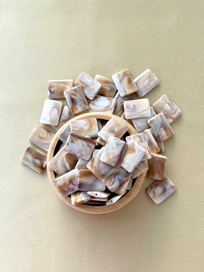 Marbled Earth Tone Rectangular Acrylic Flat Beads