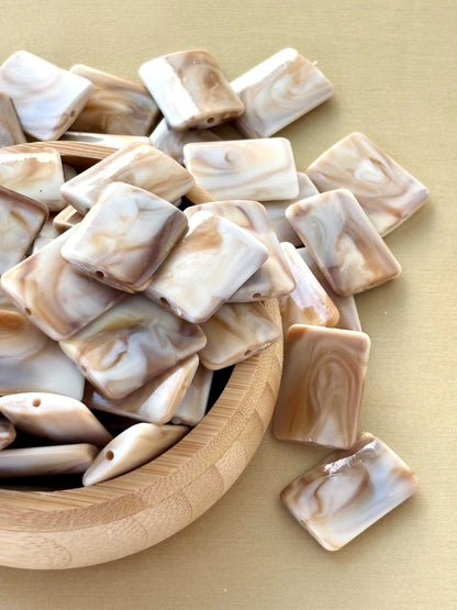Marbled Earth Tone Rectangular Acrylic Flat Beads