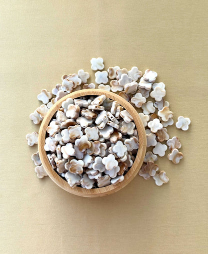 Marbled Earth Tone Four-Leaf Clover Acrylic Beads