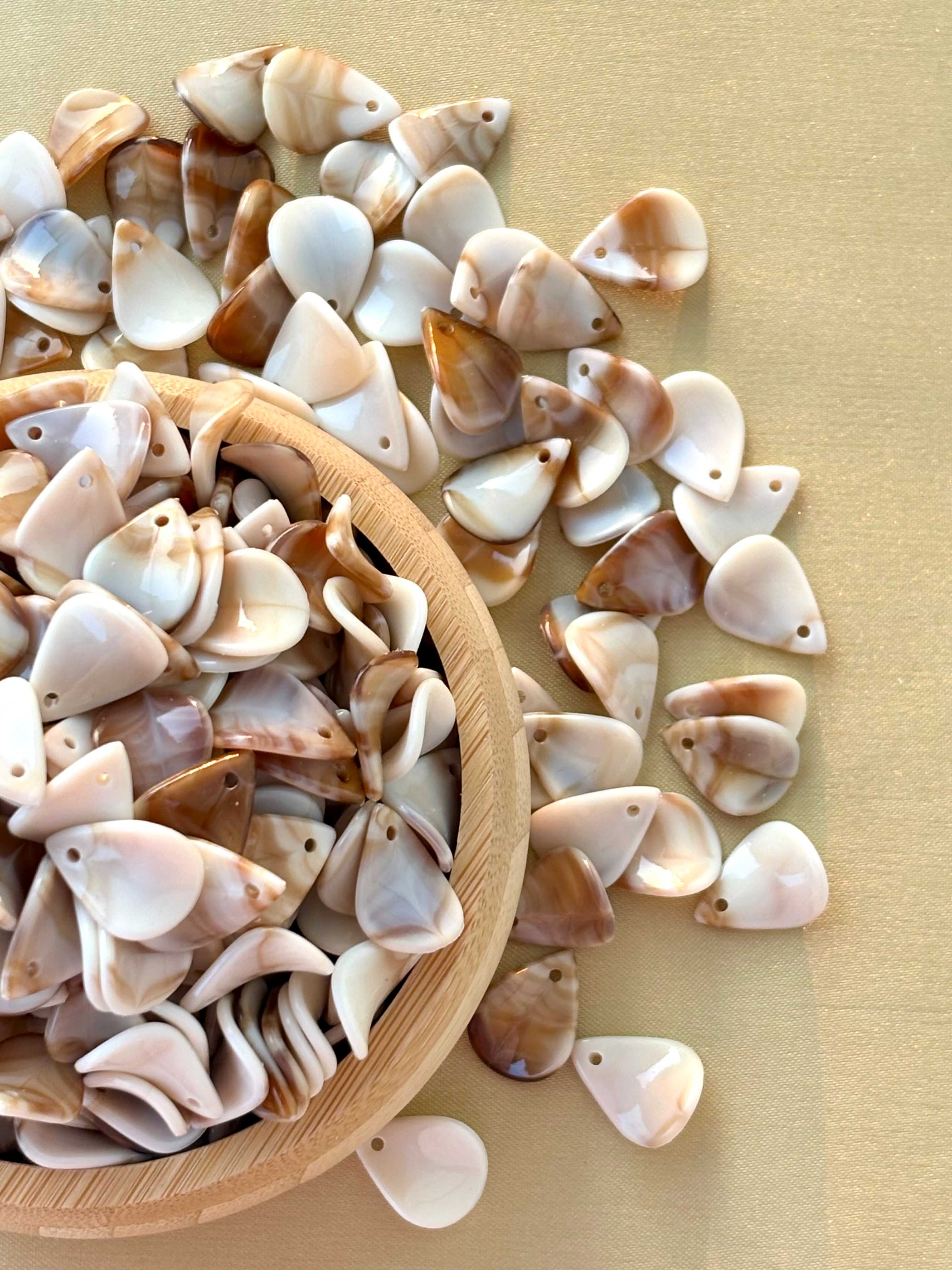 Marbled Earth Tone Petal Acrylic Beads