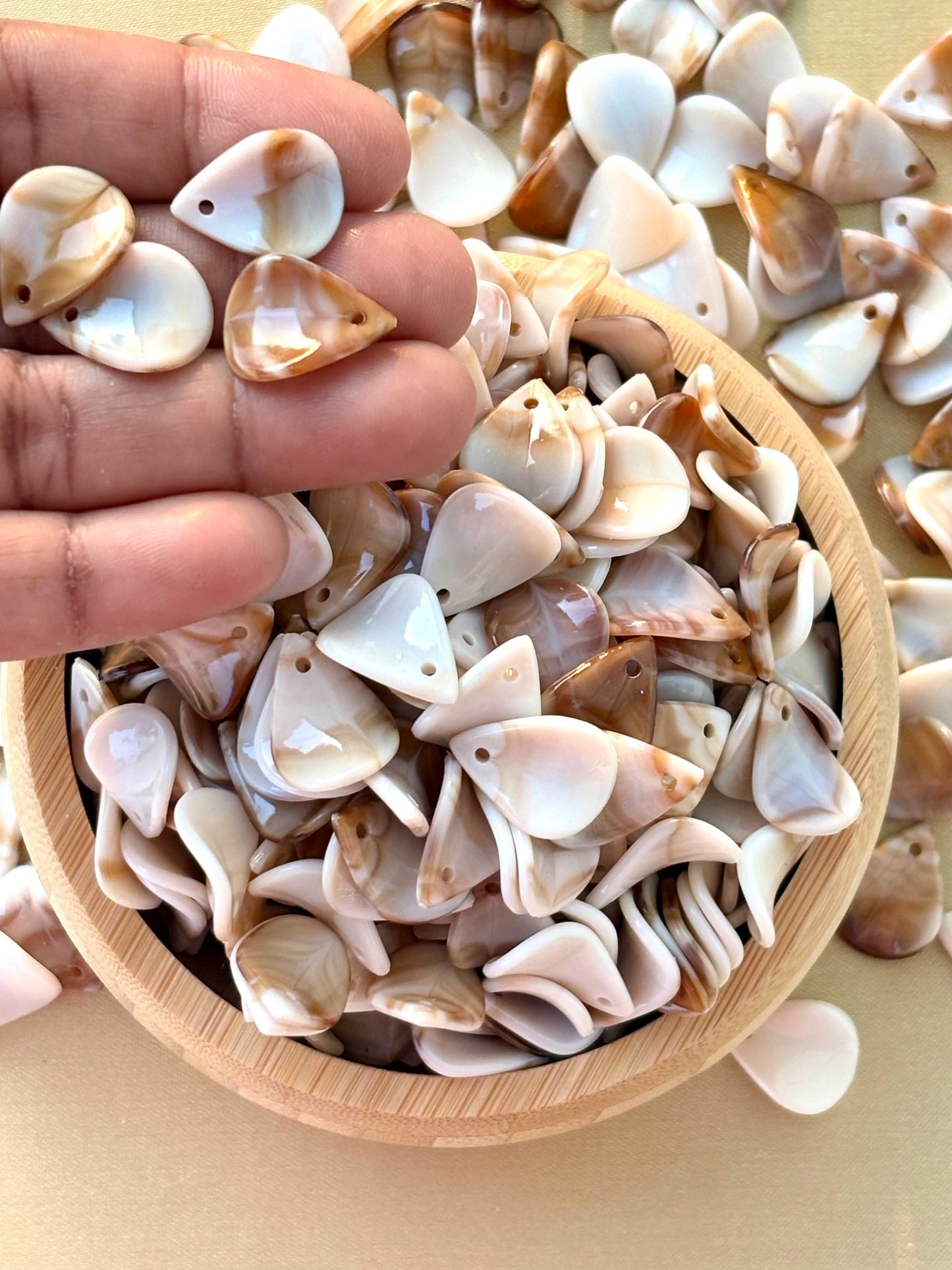 Marbled Earth Tone Petal Acrylic Beads