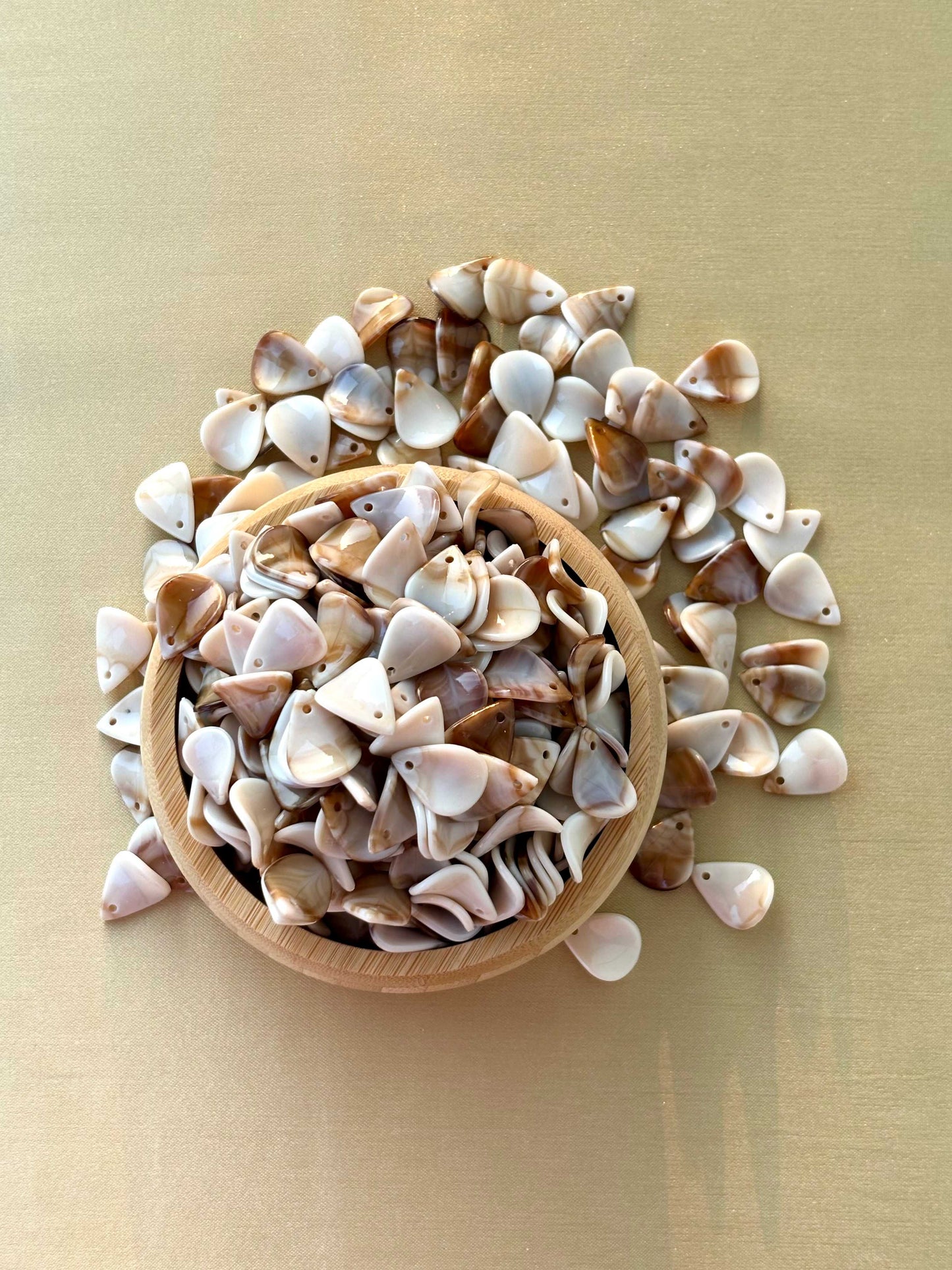 Marbled Earth Tone Petal Acrylic Beads