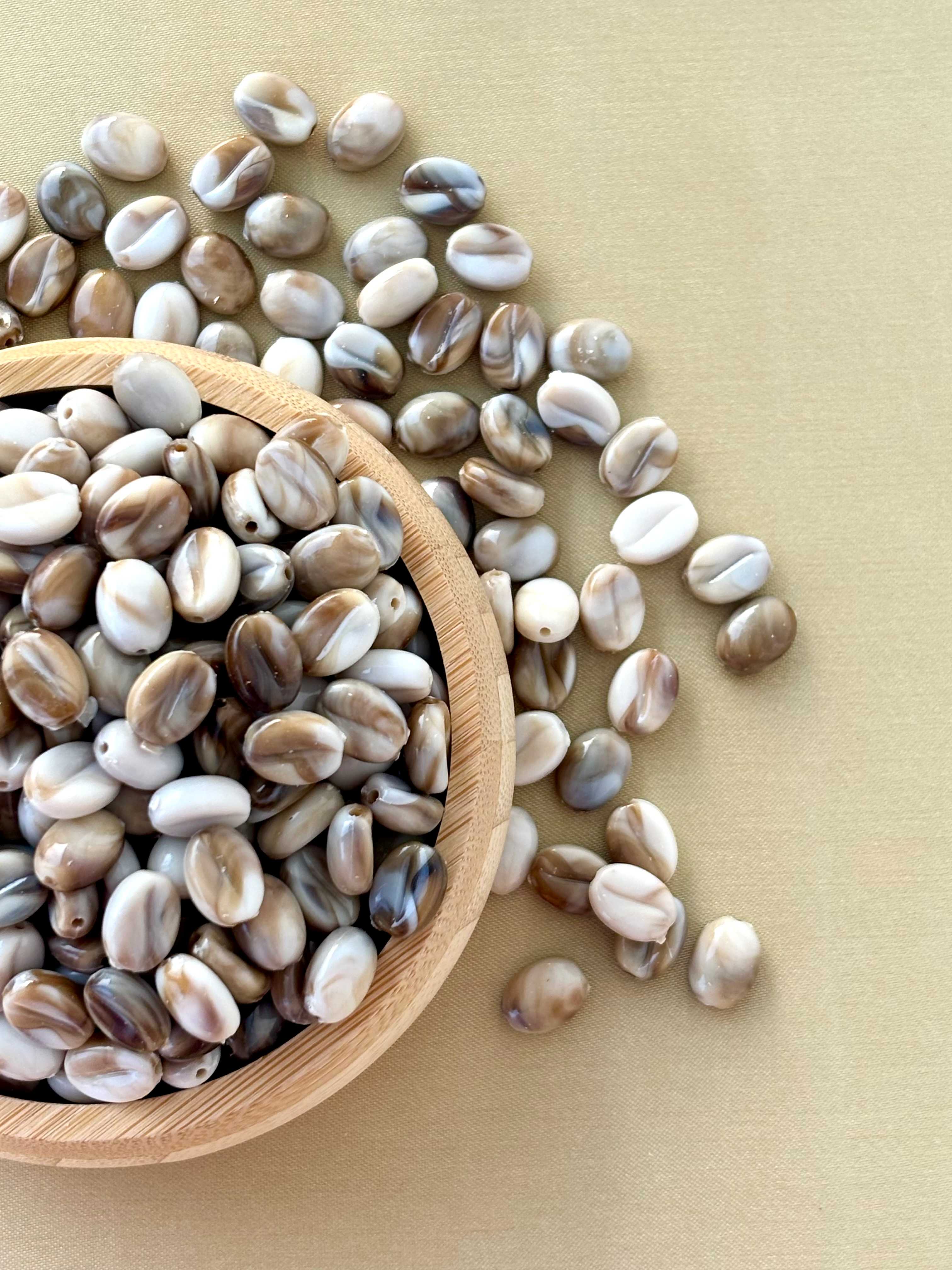 Marbled Earth Tone Coffee Bean Beads