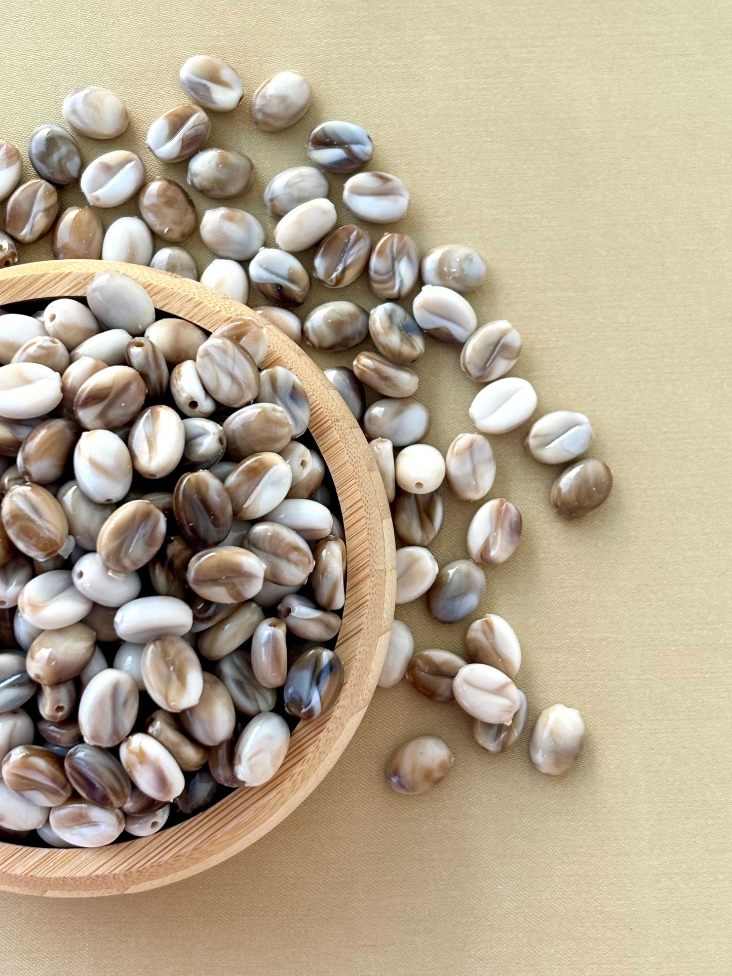 Marbled Earth Tone Coffee Bean Beads