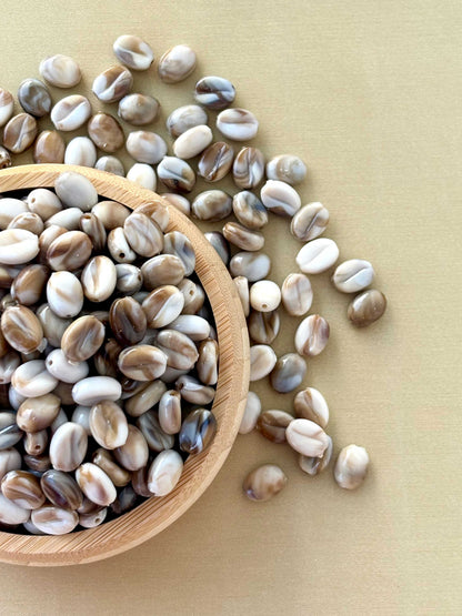 Marbled Earth Tone Coffee Bean Beads