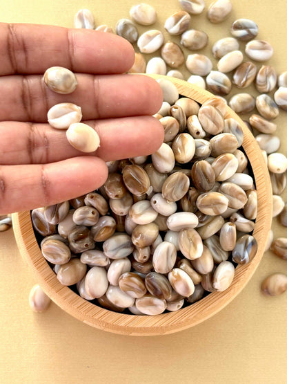 Marbled Earth Tone Coffee Bean Beads